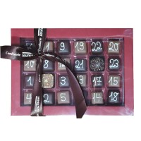 exklusiver weihnachtlicher 24er Pralinen Adventskalender aus Marzipan und Schokolade