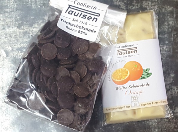 Weiß Orange / Trinkschokolade 85% Testpaket