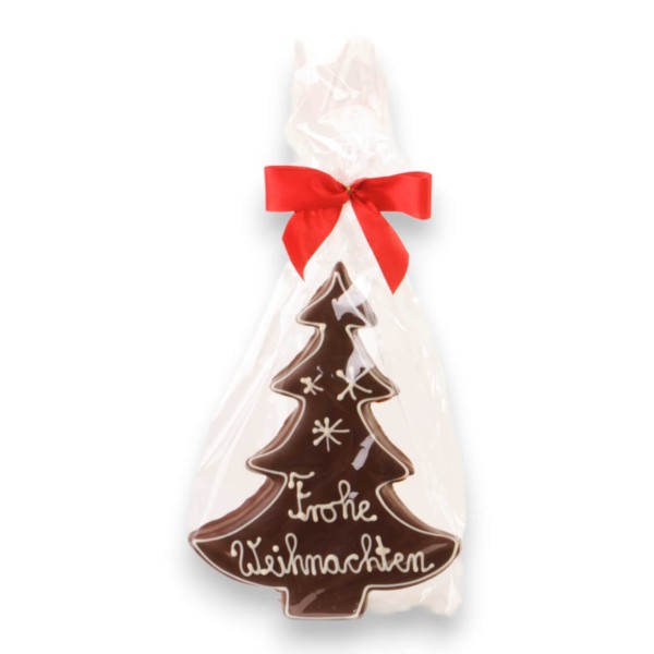 Marzipantanne in Edelbitterschokolade "Frohe Weihnachten" 175g von Confiserie-Paulsen