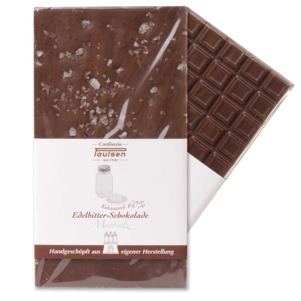 Schokoladentafel Edelbitter 60 % mit Meersalz 100g